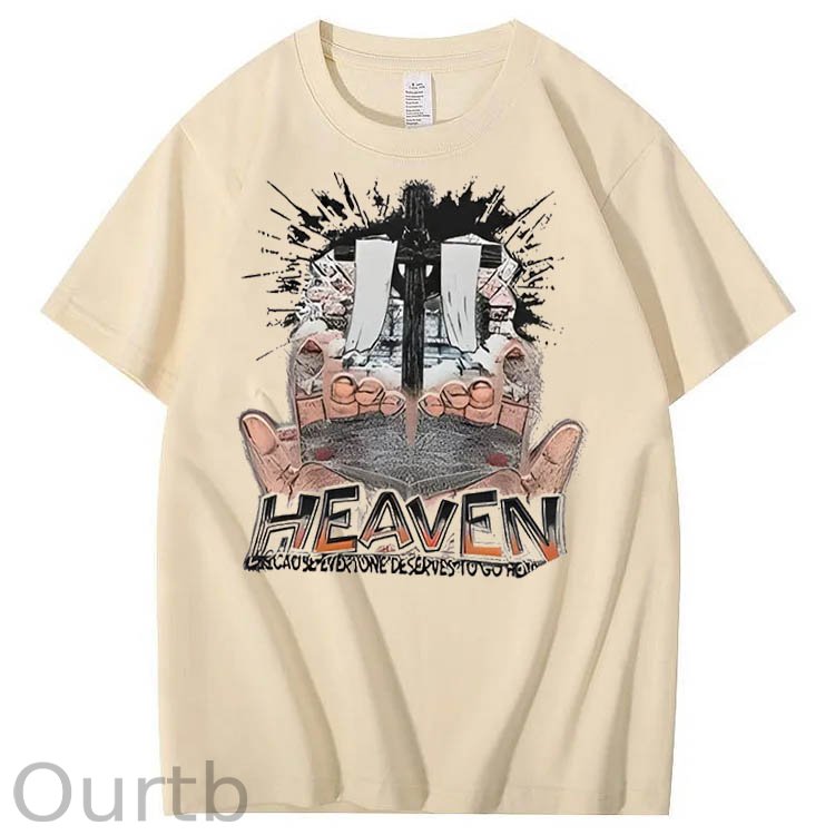 Faith In Heaven Double-Sided Printing Print Crew Neck T-Shirt