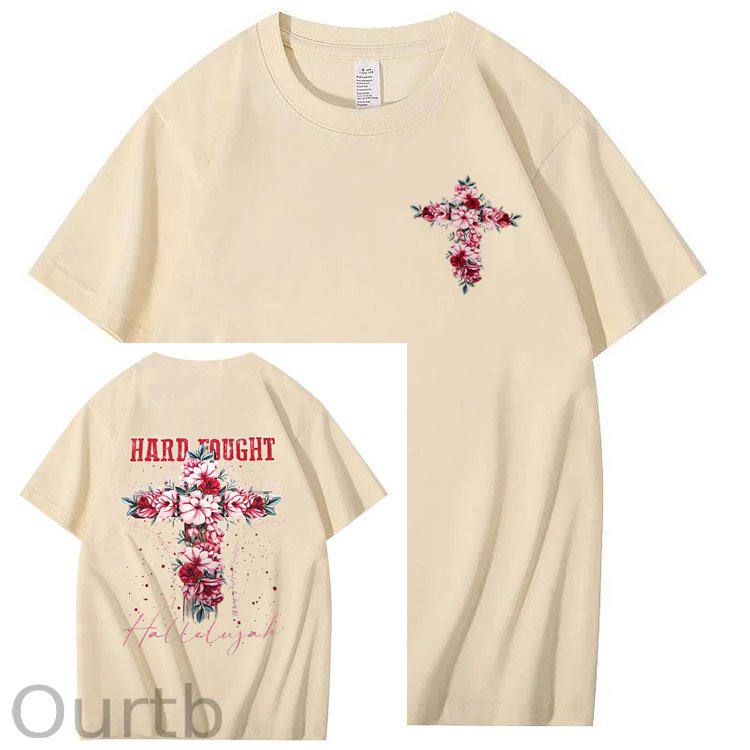 Hard Fought Pattern Print Crew Neck T-Shirt
