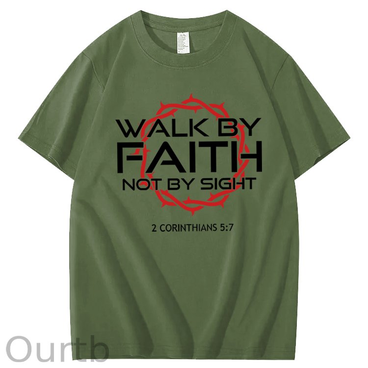 Jesus Walk By Faith Christian 100% Cotton T-Shirt