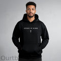 Men's Jesus Is King Cross Graphic Hoodie - Cotton Blend Black Long Sleeve Pullover Regular Fit | Soft & Breathable Fabric, Durable Print, Everyday Comfort, Machine Washable, minimalist religious daily wear