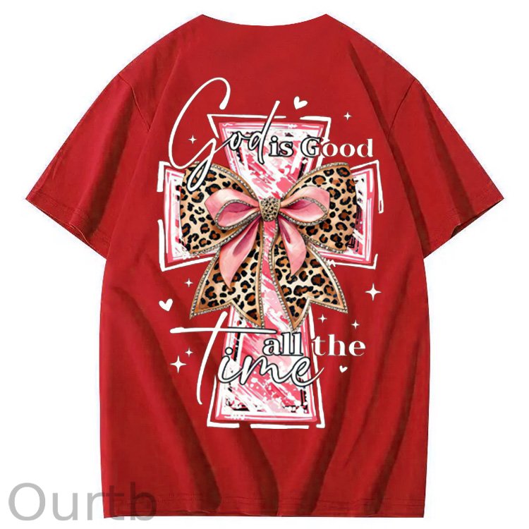 God Is Good All The Time Pattern Print 100%Cotton T-Shirt