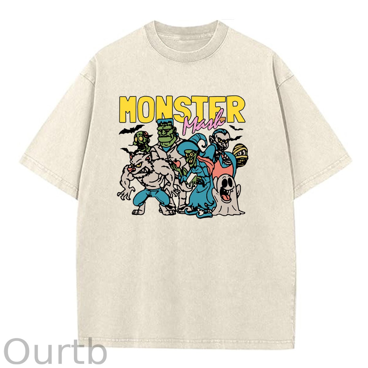 Monster  Washed And Distressed Pattern Crew Neck T-Shirt