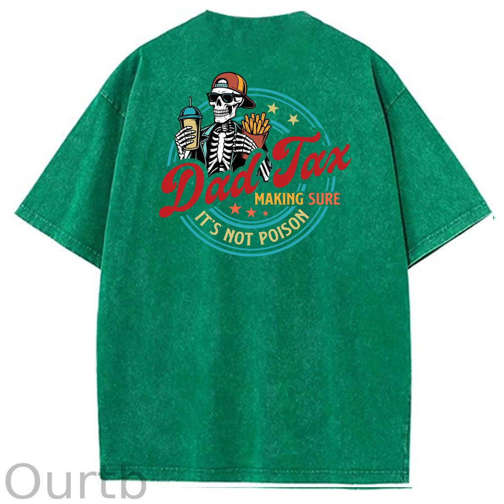 Dad Tax Washed And Distressed Pattern Crew Neck T-Shirt