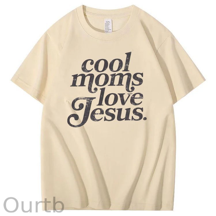 Cool Moms Love Jesus  Pattern 100% Cotton T-Shirt
