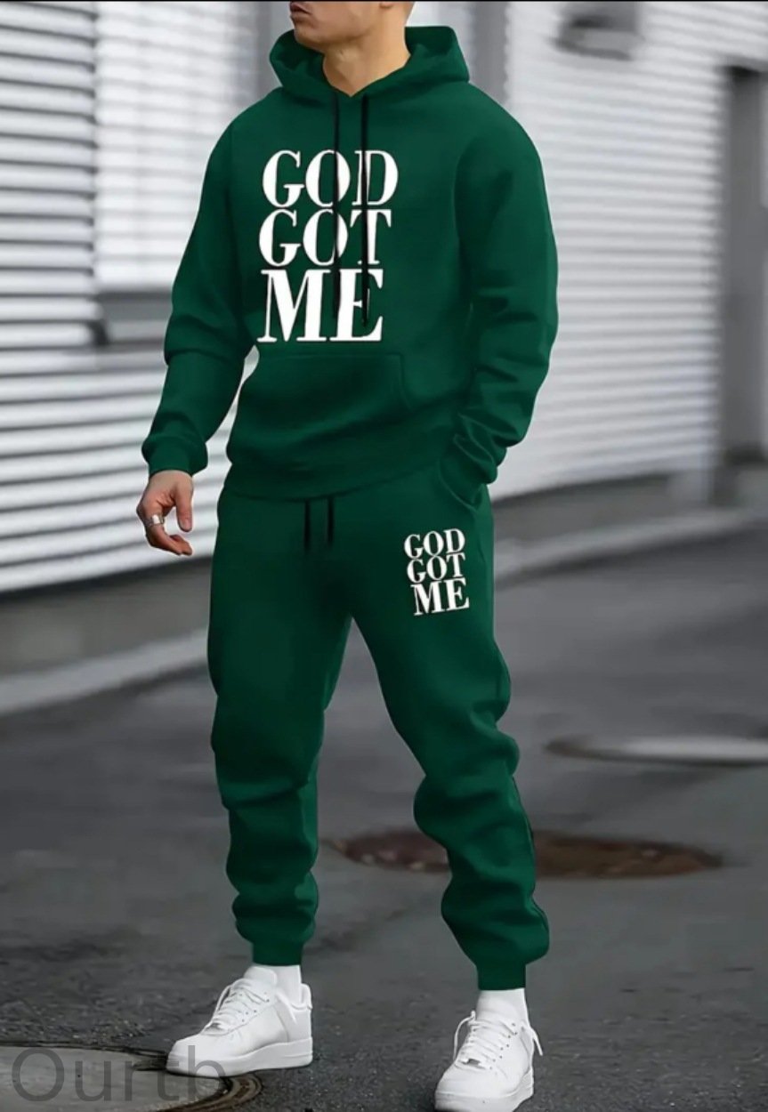 'GOD GOT ME'Men's outdoor casual sportswear set
