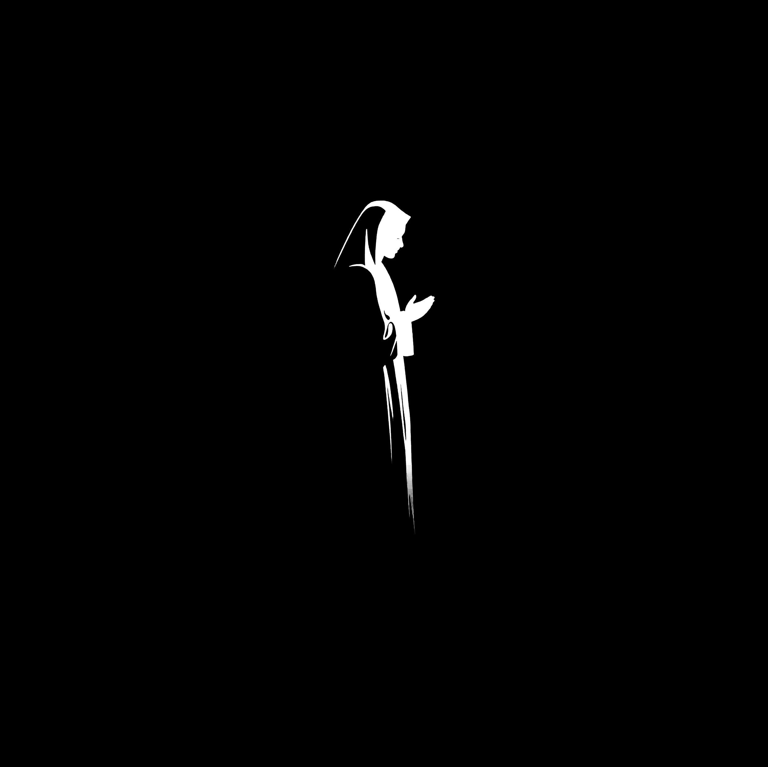 Nun Praying Light and Shadow Black Print T-shirt