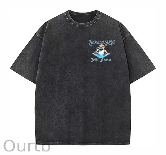 Spirit Animal Washed And Distressed Craft Pint Pattern Crew Neck T-Shirt