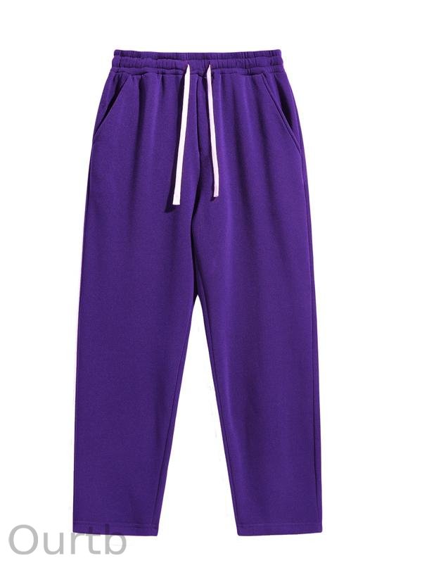 Men's Regular Fit Solid Drawstring Waist Sweatpants