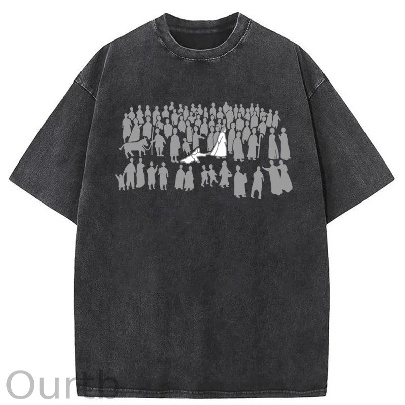 By His Wounds Christian Woman Touching Jesus Washed Cotton T-Shirt