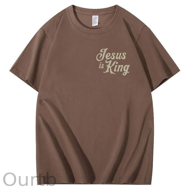 Jesus Is King Pattern  Print Cotton T-Shirt