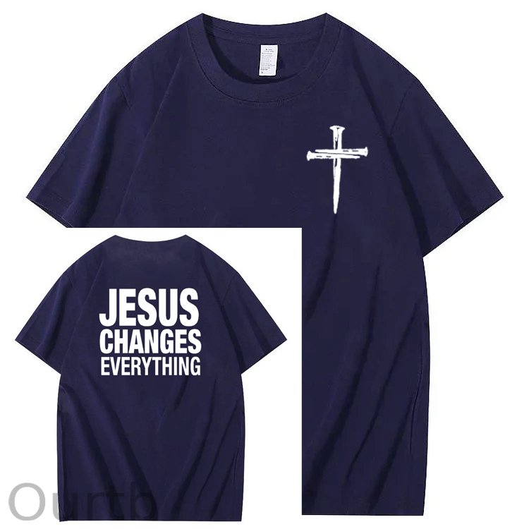 Jesus Changes Everything Pattern Print Crew Neck T-Shirt