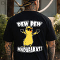 Yellow Duck Carries Pistol Letter Graphic Black Print T-shirt