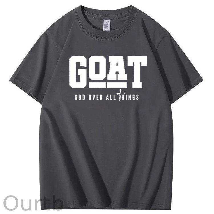 God Over All Things Pattern Print Crew Neck T-Shirt