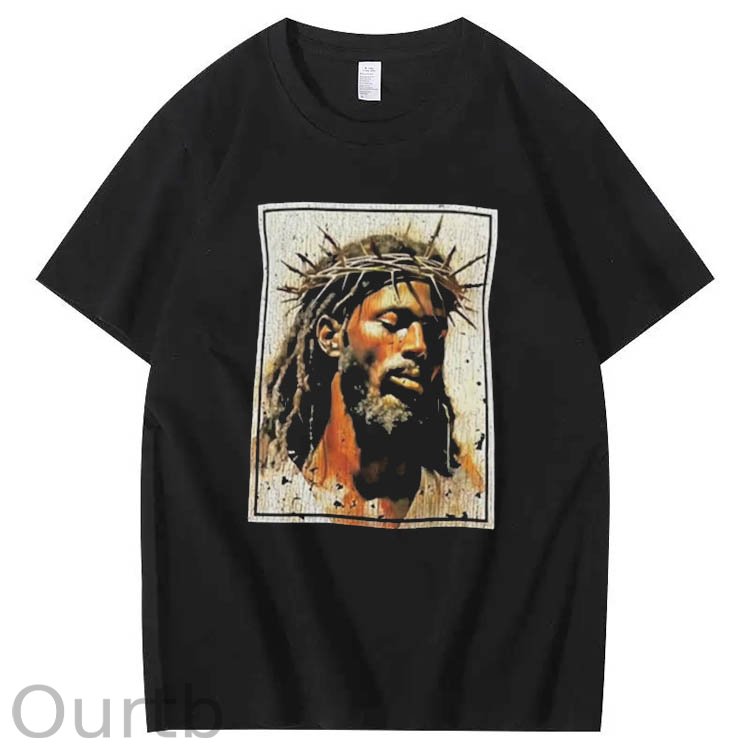 Black Jesus Art Pattern Print T-Shirt