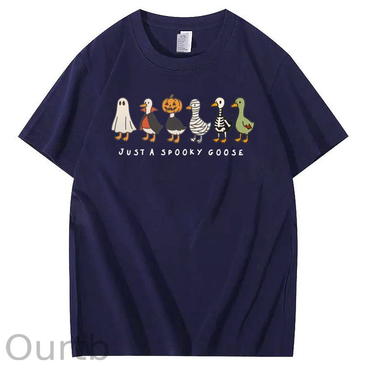 Just Spooky Goose Pattern 100% Cotton T-Shirt