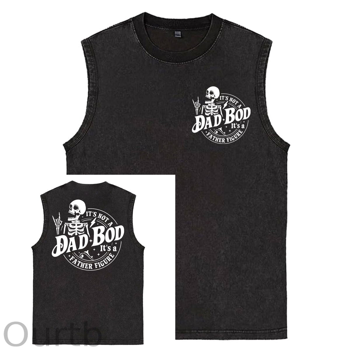 It's Not A Dad Bod It's A Father Figure Print Washed Cotton Sleeveless Tank Tops
