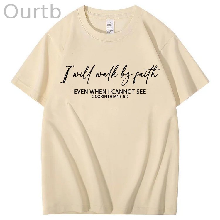 I Will Walk By Faith Print Crew Neck T-Shirt