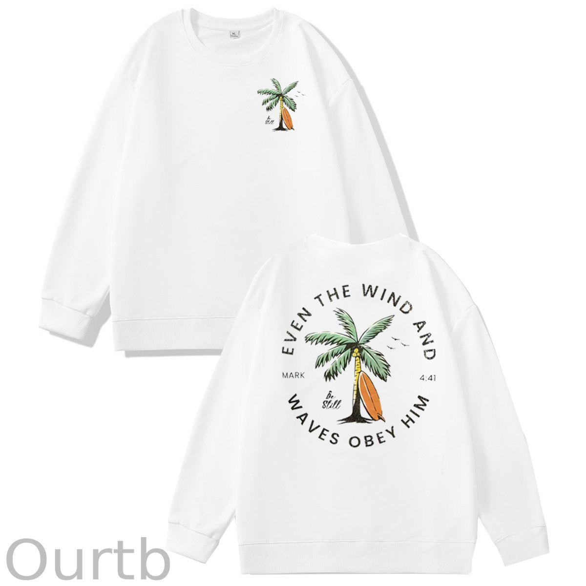 Be Still  Pattern 100% 300g CottonCrew Neck Sweatshirt (High Quality Version)