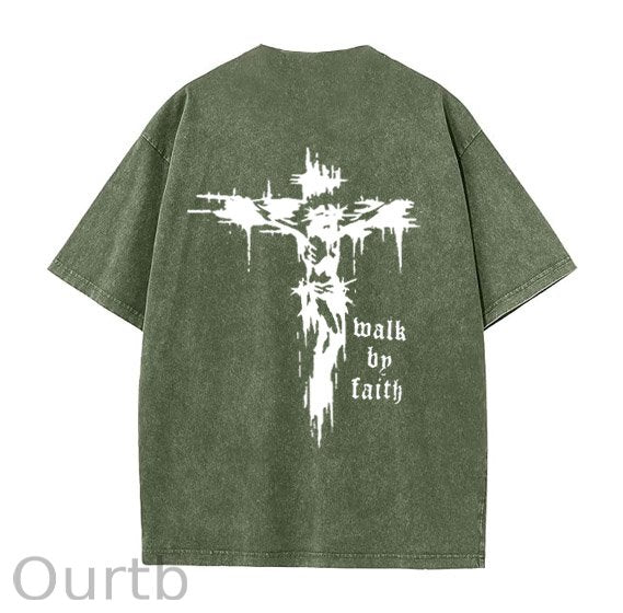 Jesus Pint Pattern Crew Neck T-Shirt