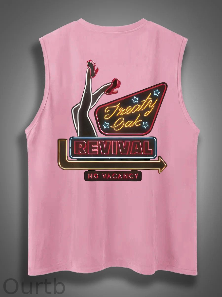 Treaty Oak Revival Print Cotton Sleeveless Tank Tops