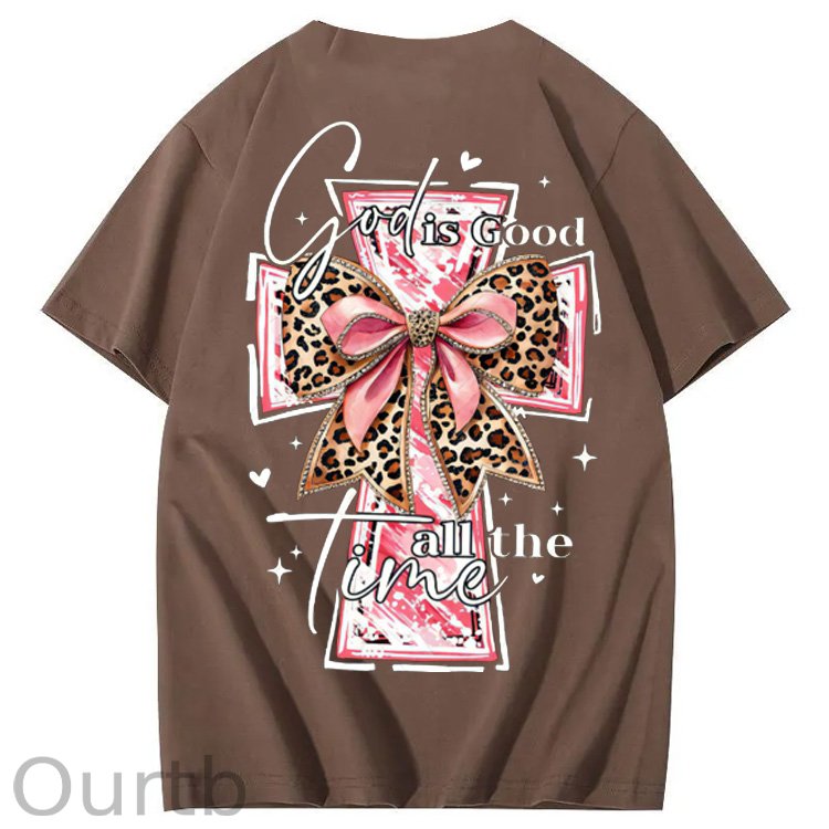 God Is Good All The Time Pattern Print 100%Cotton T-Shirt