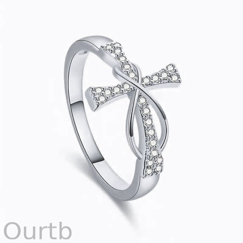 Cross Inlaid Zircon Ring