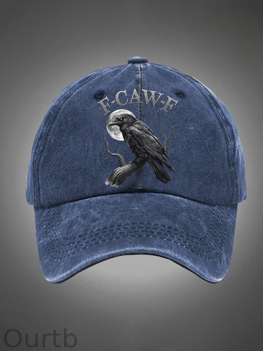 F-Caw-F Crow Pattern Washed Hats