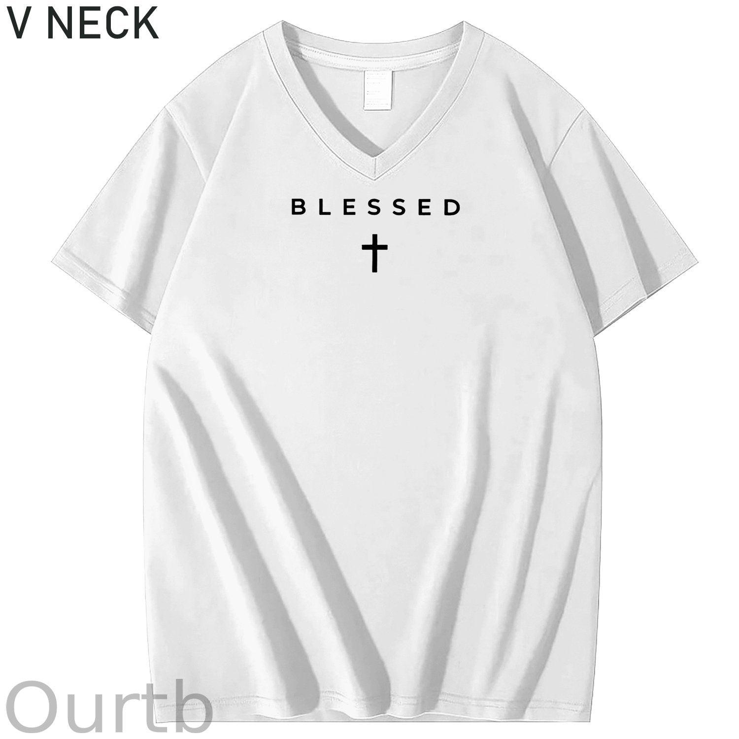 Cross Blessed 100% Cotton V Neck T-Shirt