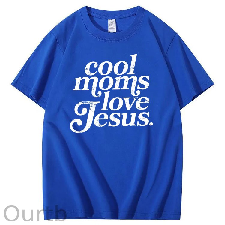 Cool Moms Love Jesus  Pattern 100% Cotton T-Shirt