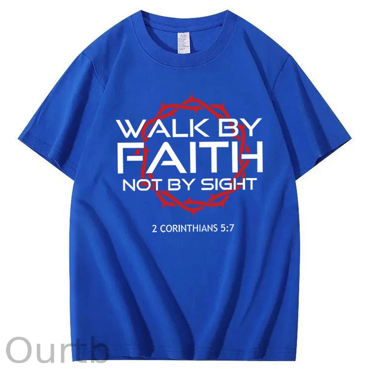 Jesus Walk By Faith Christian 100% Cotton T-Shirt