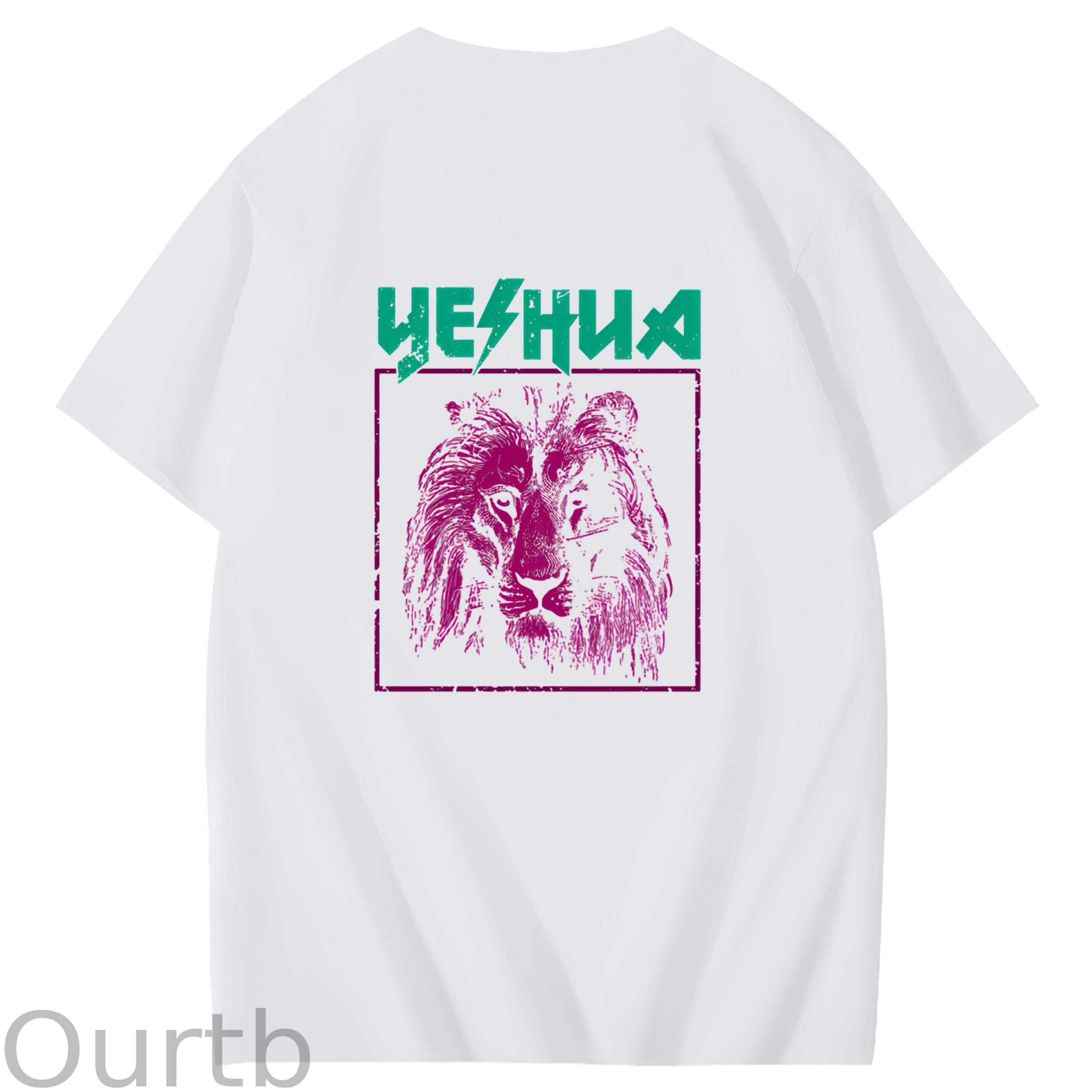 Retro Lion Yeshua Christian Art Pattern Print T-Shirt