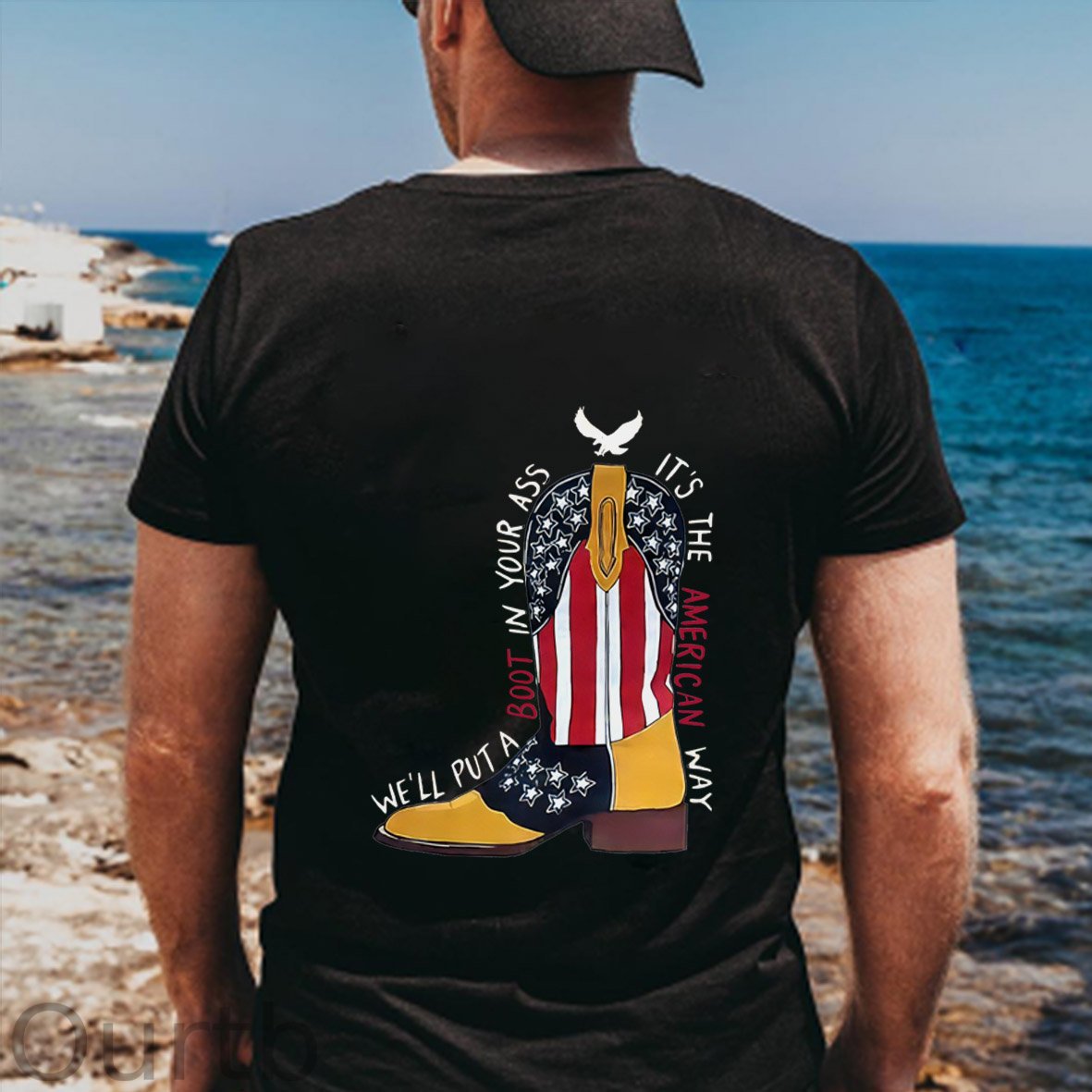 Red White And Blue  Pattern Print 100%Cotton T-Shirt