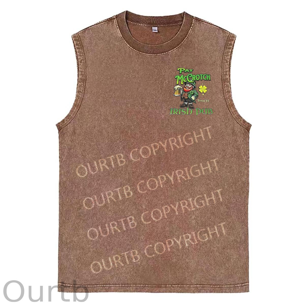 St Patrick'S Day Pat Pattern Print Sleeveless Cotton Washed Printed Loose Vest