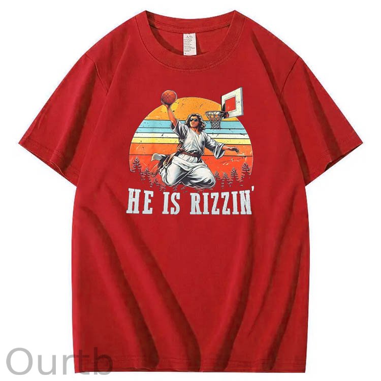 He is Rizzin' Pattern Print Crew Neck T-Shirt
