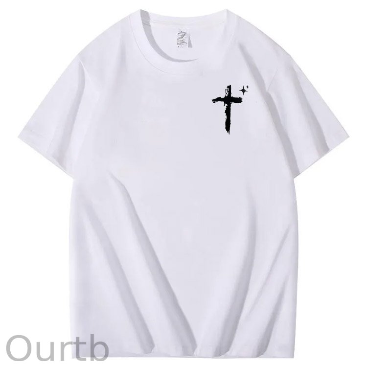 Trust In The  Lord Pattern Print Crew Neck T-Shirt