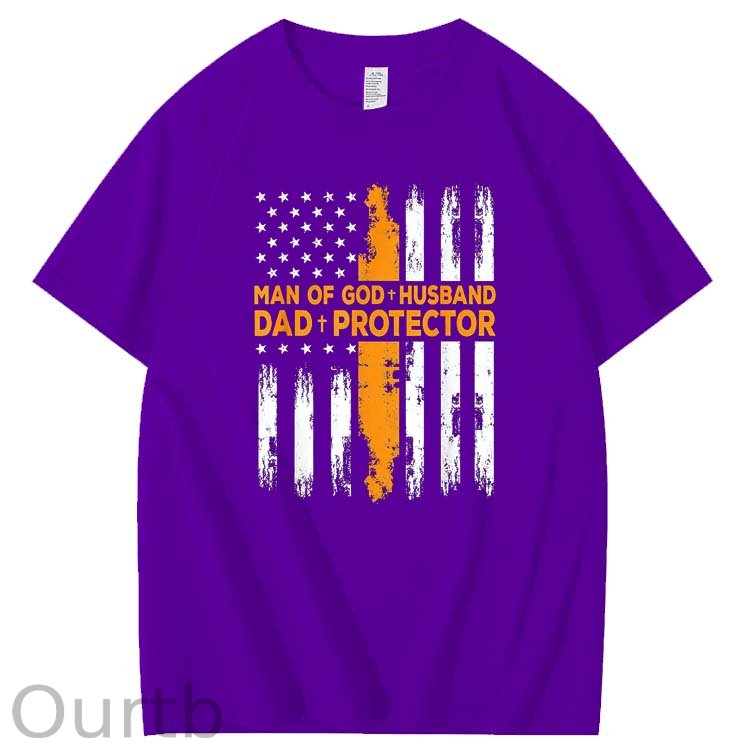 Man Of God+Husband+ Protector Pattern 100% Cotton T-Shirt