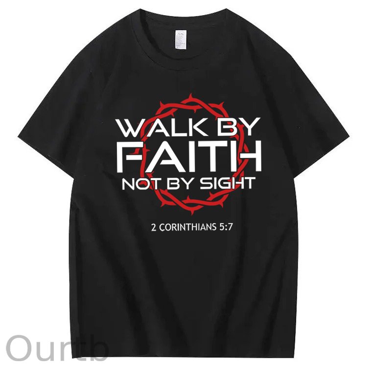 Jesus Walk By Faith Christian 100% Cotton T-Shirt
