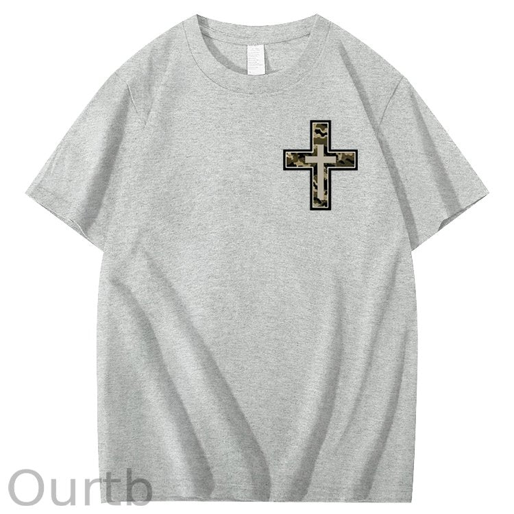 Camo Cross Antlers Faith 100% Cotton T-Shirt