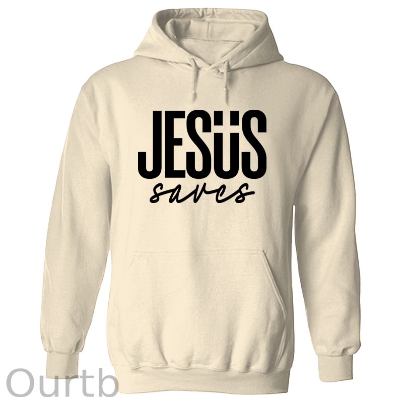JESUS saves Cotton Hooded Sweatshirt