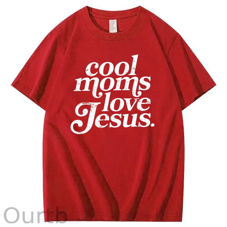 Cool Moms Love Jesus  Pattern 100% Cotton T-Shirt