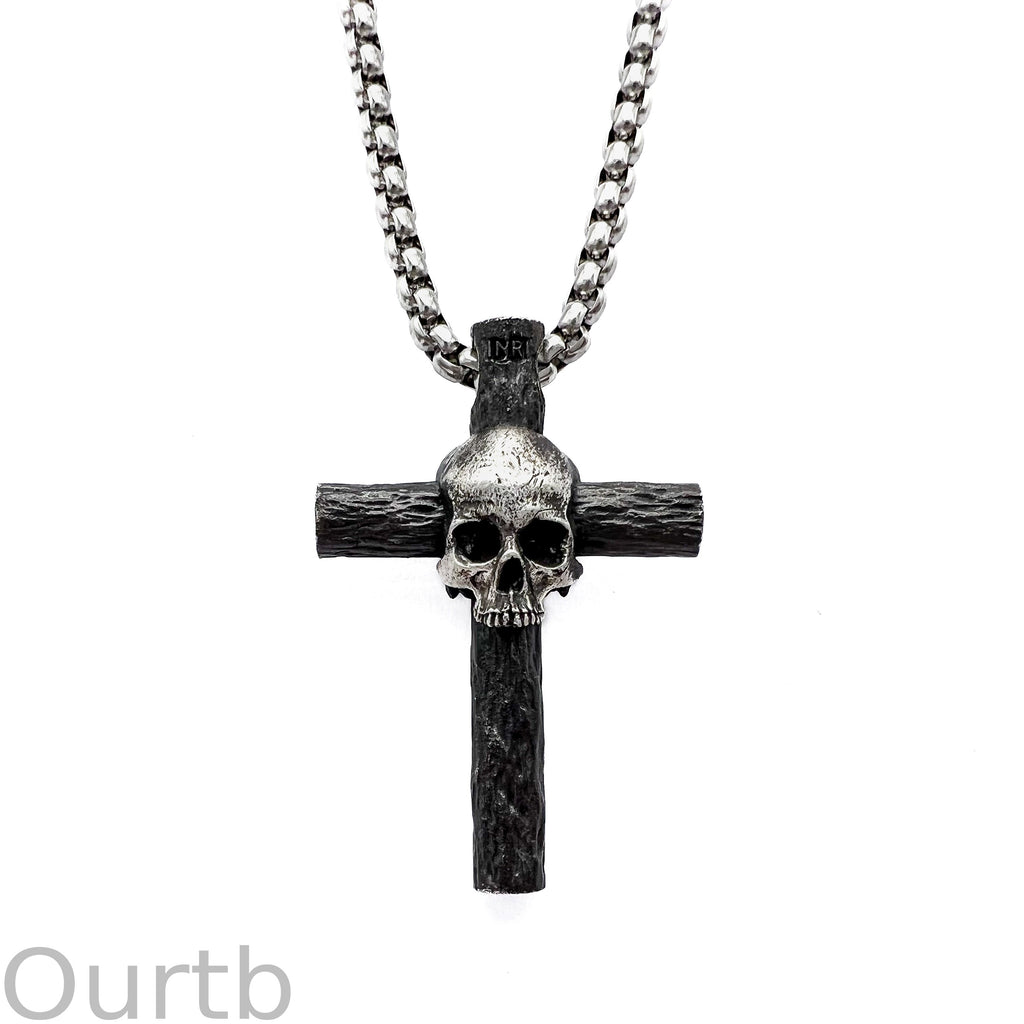Skeleton Stake Cross Necklace
