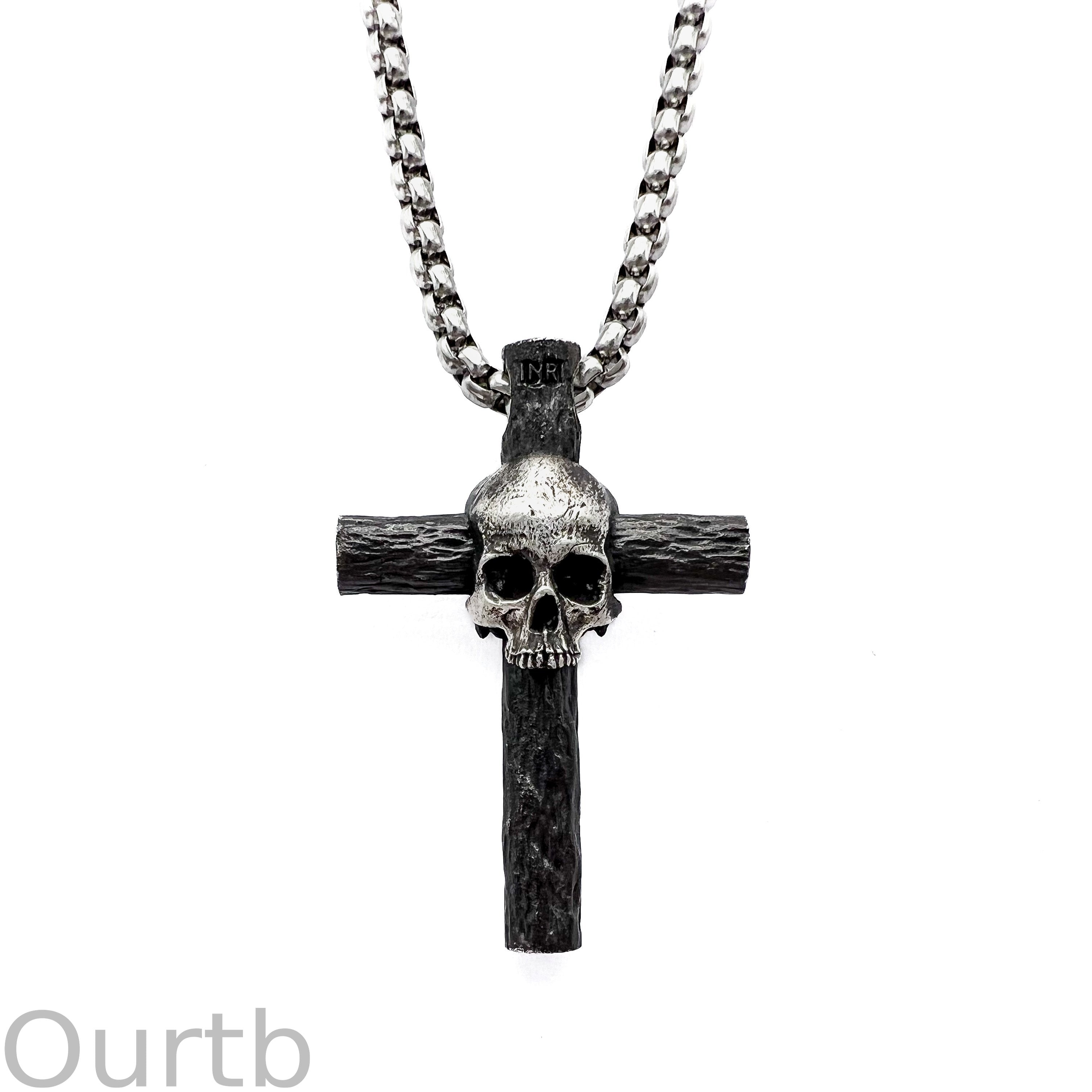 Skeleton Stake Cross Necklace