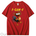 F-Caw-F Crazy Chicken Pattern100% Cotton T-Shirt
