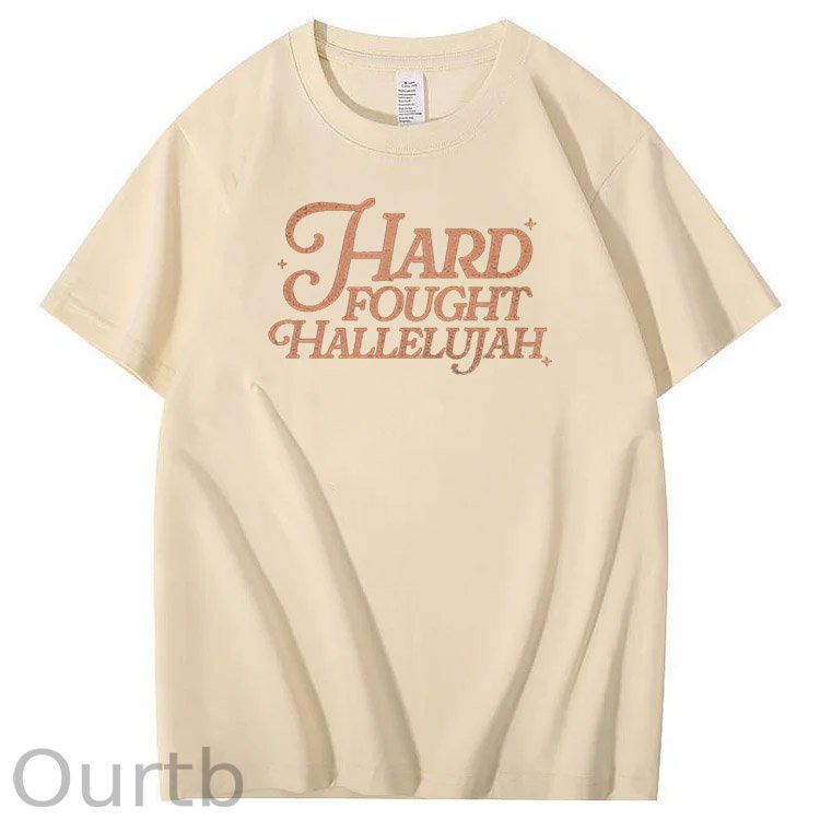 Hard Fought Hallelujah Print Crew Neck T-Shirt