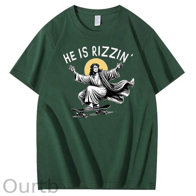He is Rizzin' Funny Pattern Print Crew Neck T-Shirt