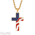 Vintage Casual American Flag Cross Necklace 65735606TO