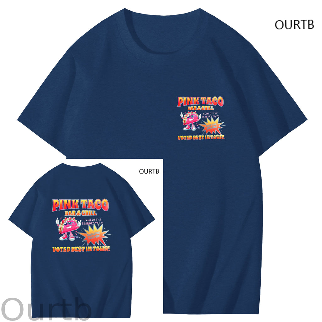 Pink Taco Bar Grill Voted Best In Town Art Pattern Print T-Shirt