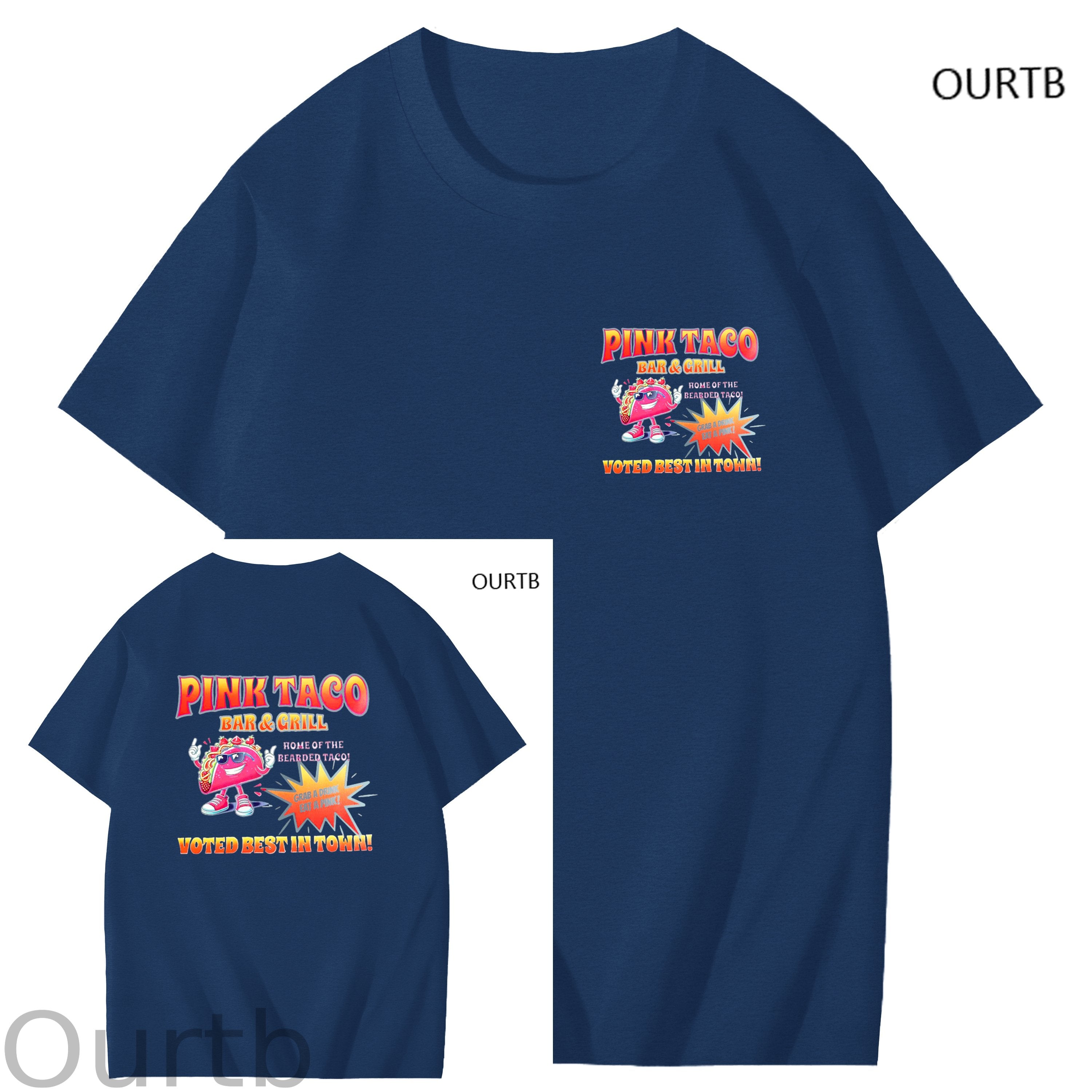 Pink Taco Bar Grill Voted Best In Town Art Pattern Print T-Shirt