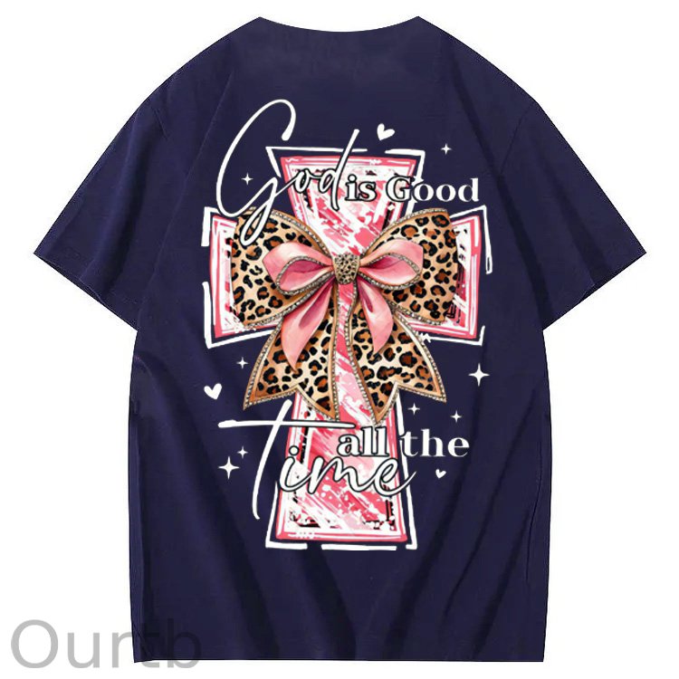 God Is Good All The Time Pattern Print 100%Cotton T-Shirt