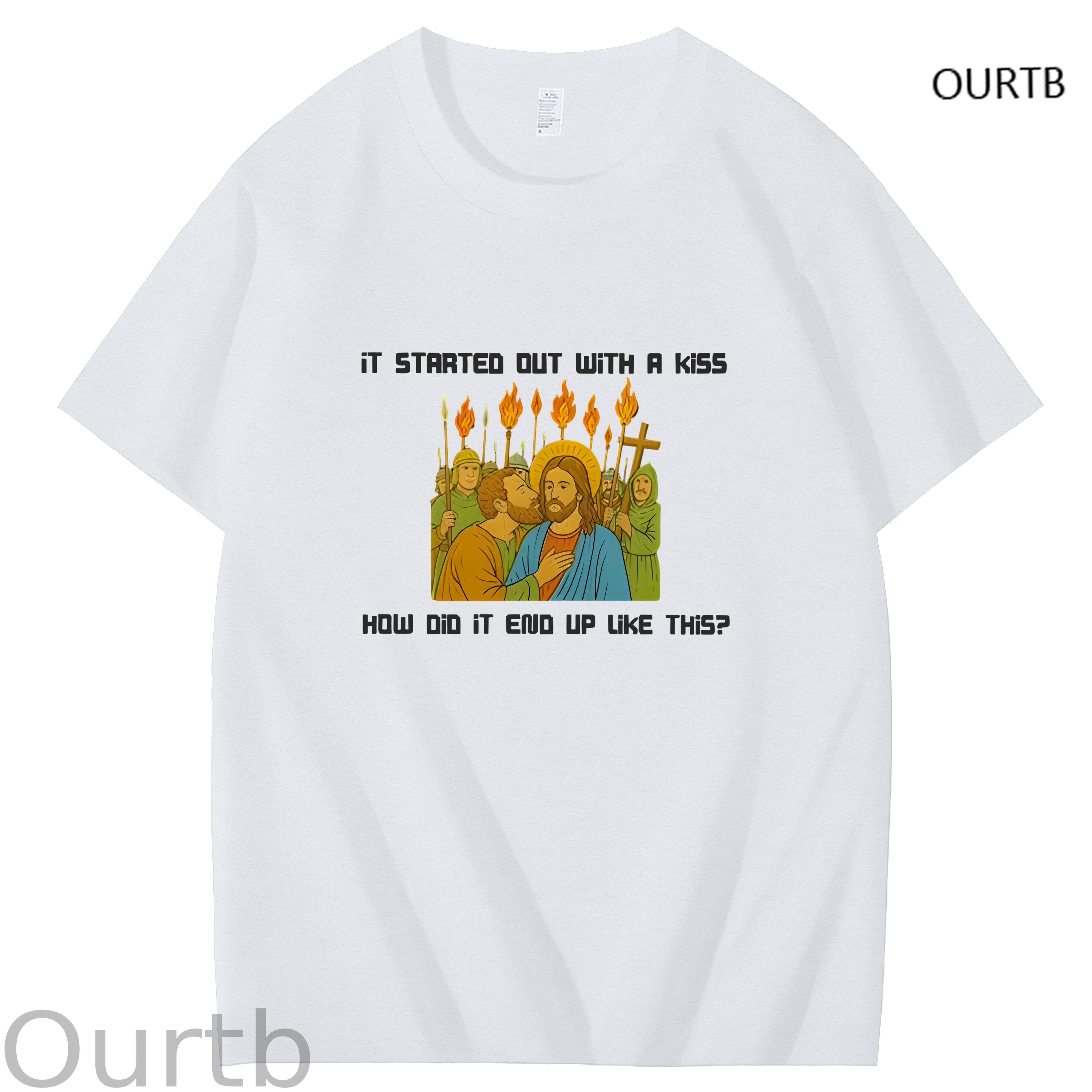 It Started Out With A Kiss How Did It End Up Like This Jessus Art Pattern Print T-Shirt